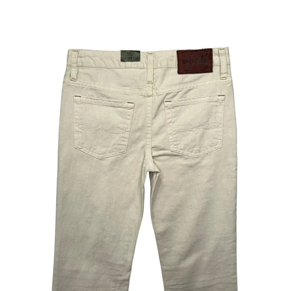 Polo Ralph Lauren 650 Jeans Boy's‎ Size 10 Cream Skinny Denim Pants